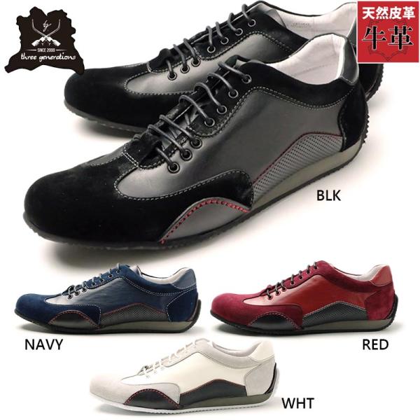 スリージェネレーションズ メンズ 靴 シューズ カジュアル ドライビング 本革 天然皮革 レザー 手...