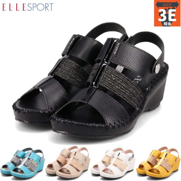 3E　幅広　ワイド エルスポーツ レディース エル スポーツ ELLESPORT 2WAYウェッジサ...