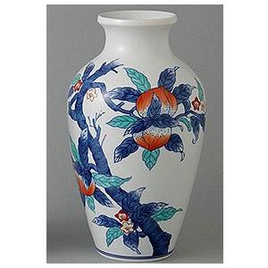 花瓶　有田焼　弥左衛門窯 中細花瓶　桃絵　花瓶｜shop-adex