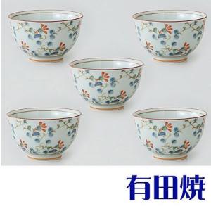 有田焼 錦草花 湯呑み5客セット（仙茶揃え）｜shop-adex