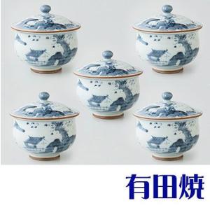 有田焼 古染山水 湯呑み5客セット（フタ付汲出揃え）｜shop-adex