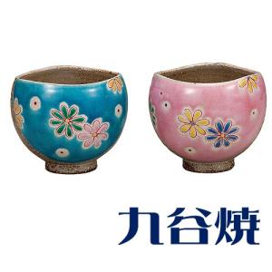 九谷焼 いっぷく碗湯呑み ペアセット 色絵花紋 湯のみ 九谷焼｜shop-adex