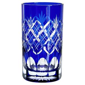 江戸切子 カガミクリスタル ロックグラス（青） 木村秋男 : お値打ち