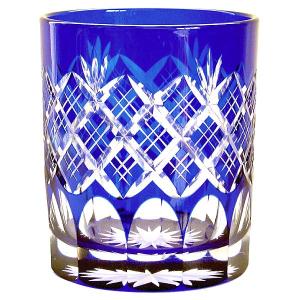 江戸切子 ロックグラス 八角籠目 田島硝子 ルリ（青） : お値打ち本舗