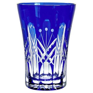 江戸切子 カガミクリスタル ロックグラス（青） 木村秋男 : お値打ち