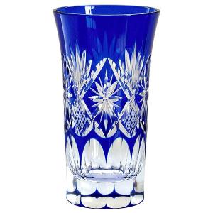 江戸切子 田島硝子 ひとくちビールグラス 星切子 ルリ 青 : お値打ち