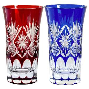 江戸切子 田島硝子 ひとくちビールグラス 星切子 ペアセット : お