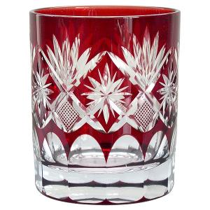 江戸切子 ロックグラス 田島硝子 重ね矢来 赤 江戸切子 : tg04-24-1r  