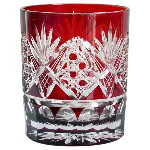 KAGAMI カガミクリスタル 江戸切子 ロックグラス 笹っ葉に麻の葉紋 紫