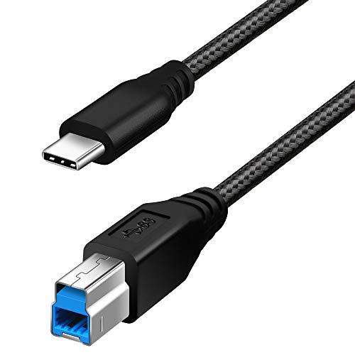 Fasgear Type C - USB B 3.0ケーブル ナイロン編組 USB C雄- Type...