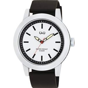 [キューアンドキュー] 腕時計 アナログ ビックフェイス 防水 ウレタンベルト 白 文字盤 VS56-003 メンズ ブラック｜shop-all-day