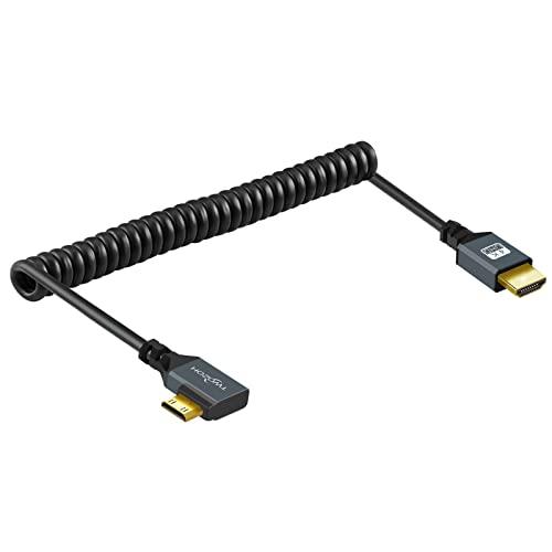 Twozoh レフトアングルコイル状ミニHDMI-HDMIケーブル 90° ミニHDMI-HDMIコ...