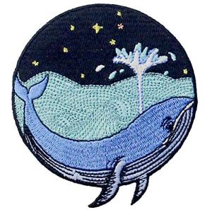 海のクジラ刺繍のバッジのアイロン付けまたは縫い付けるワッペン｜shop-all-day