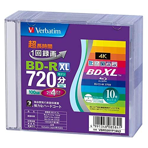 Verbatim バーベイタム 1回録画用 ブルーレイディスク BD-R XL 100GB 10枚 ...