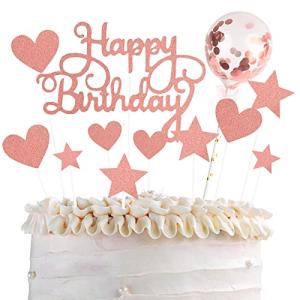 Paready ケーキトッパー 誕生日 ケーキ飾り ケーキ挿入 12点セット カード Happy Birthday ハッピーバースデー デコレーション 装飾 ローズゴールド｜ショップオールデイ