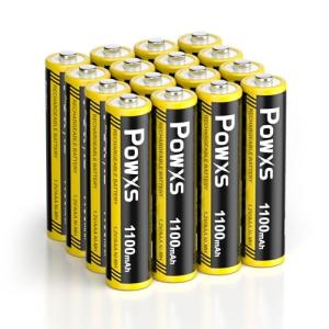 POWXS 単4電池 充電式 ニッケル水素 単四電池 高容量1100mAh 約1200回使用可能 16本入り 単四充電池 低自己放電 液漏れ防止 充電池 単4 単4形充電池｜shop-all-day