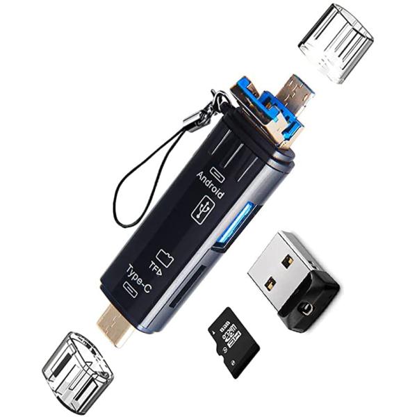 LEIZHAN【USB/Type-C/Micro 3in1】メモリカードリーダー microSD/U...