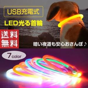 USB充電式 光る首輪 LED 犬 猫 散歩 ペット 安全首輪