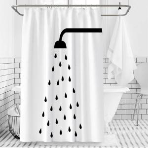 シャワーカーテン 150×200 水滴シャワー柄 透けない ホテル仕様 ユニットバス用 厚手 フック付属