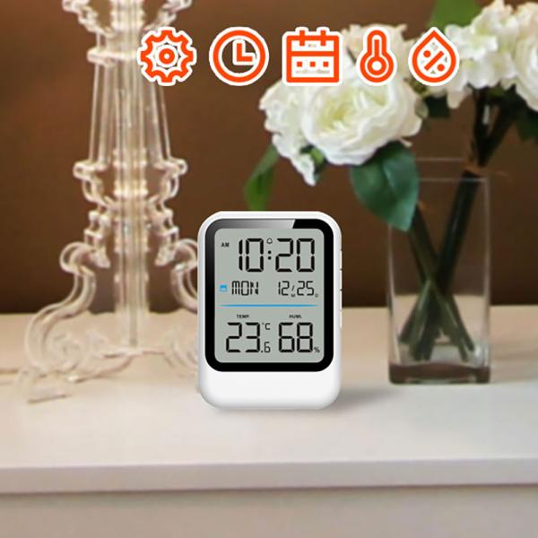 デジタル温湿度計 温度計 湿度計 目覚まし時計 日付 曜日 時計 卓上 壁掛 アラーム 置時計 シン...