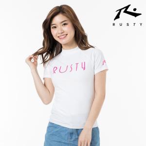 ラッシュガード ラスティー RUSTY 人気 レディース 半袖 UPF50 シンプル ロゴ サーフブランド スポーツ｜shop-anela