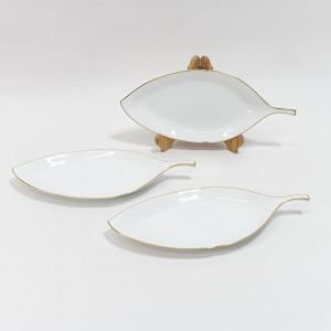 Noritake / ノリタケ   洋食器ノリタケ/白磁 リーフ皿(3枚組) ギフト 中古｜shop-archery