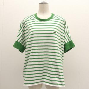 LACOSTE / ラコステ  ドルマンスリーブワイドボーダーTシャツ/グリーン×ホワイト/サイズ36 TF335LJ レディース 中古｜shop-archery