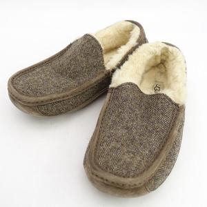 UGG / アグ モカシン/ムートン/ツイード/ブラウン/25cm 1005347 メンズファッション 中古