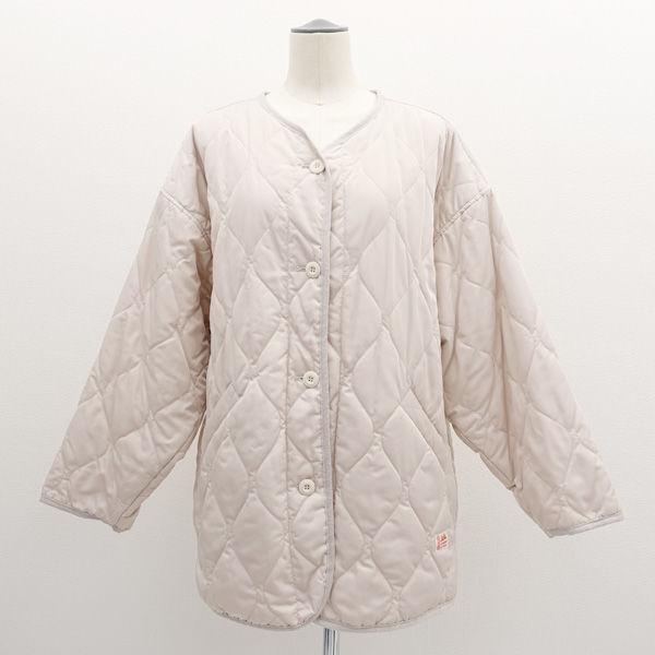 JaVa / ジャバ  キルティングジャケット中綿/ノーカラー/ベージュ/L clf014 レディー...