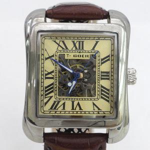 T-GOER 腕時計/自動巻/スケルトン/ブラウン メンズファッション 中古