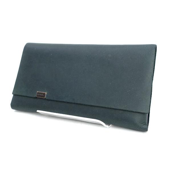 no no yes  ロングウォレット/所作/レザー/ダークグリーン メンズファッション 中古