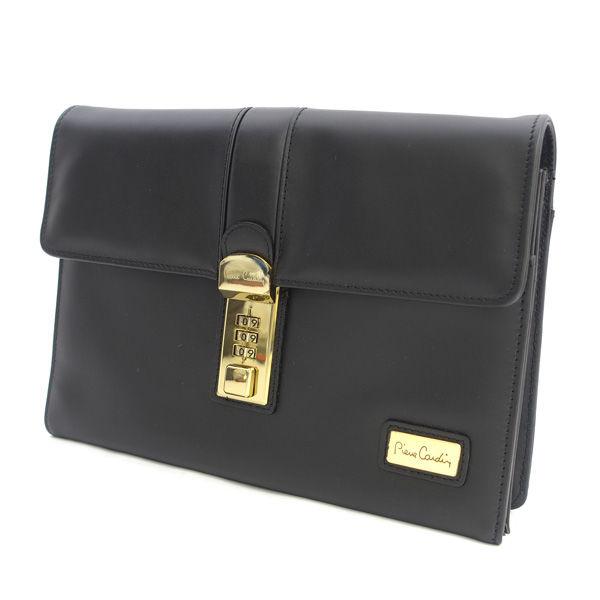 PIERRE CARDIN  セカンドバッグ/ダイヤル式/レザー/ブラック メンズファッション 中古