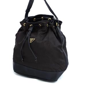 PRADA / プラダ  ショルダー テスート レザー 巾着 ダークブラウン 925プレート ブランド 中古｜shop-archery