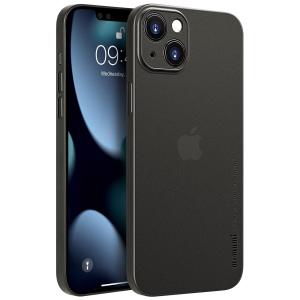 iPhone 13 mini対応ケース 0.3mm超薄型 memumi 全面保護カバー 指紋防止 傷付き防止 5.4インチ （マットブラック・半透明）