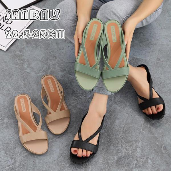 サンダル レディース 3cmヒール サンダル オフィス ぺたんこ サボ サンダル 履きやすい ローヒ...