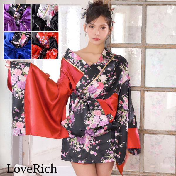 LoveRich ラブリッチ 【2点セット/5カラー】バイカラー 花柄 和柄 オフショル ミニ 豪華...