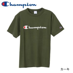 Champion チャンピオン Tシャツ 半袖 綿100% 定番 スクリプトロゴプリント ショートスリーブTシャツ C3-P302 メンズ ダークグリーン｜shop-bloom