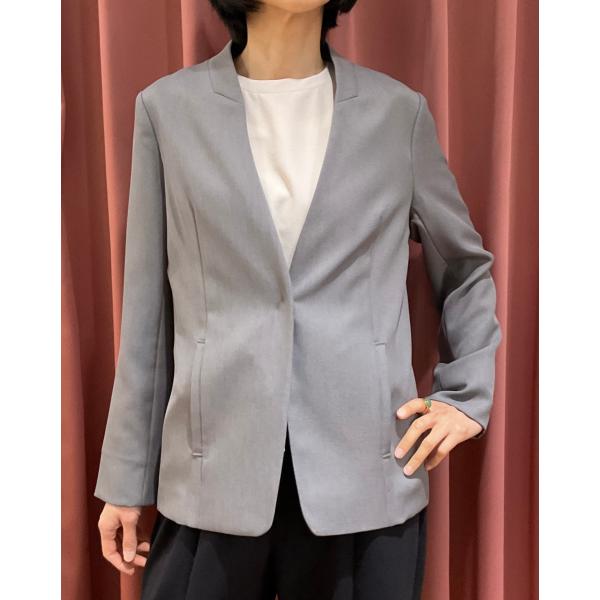 Lallia Mu ラリアムー 2WAYスリーブノーカラージャケット グレー