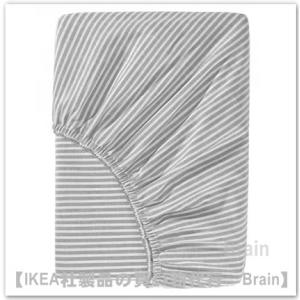 ＩＫＥＡ/イケア　SOLFIBBLA/ソルフィブラ　ボックスシーツ80×200cm　ホワイト/グレー...