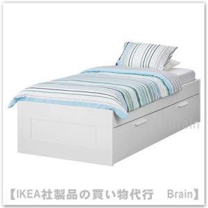 ＩＫＥＡ/イケア　BRIMNES/ブリムネス　ベッドフレーム 収納すのこ付き120x200 cm　ホワイト(192.783.47)｜shop-brain