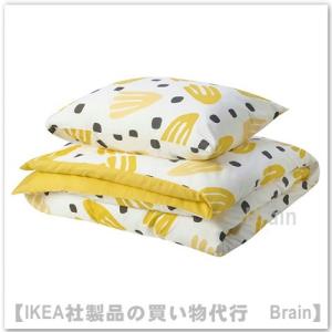 ＩＫＥＡ/イケア　BRUKSVARA/ブルクスヴァーラ　掛け布団カバー＆枕カバー　イエロー/ホワイト（505.767.59/50576759）