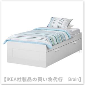 ＩＫＥＡ/イケア　BRIMNES/ブリムネス　ベッドフレーム 収納すのこ付き90×200ｃｍ　ホワイト(592.783.45)｜shop-brain