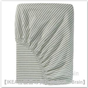 ＩＫＥＡ/イケア　SOLFIBBLA/ソルフィブラ　ボックスシーツ80×200cm　ホワイト/グリー...