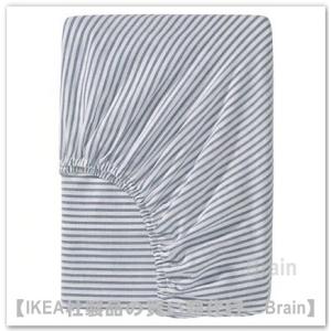ＩＫＥＡ/イケア　SOLFIBBLA/ソルフィブラ　ボックスシーツ80×200cm　ホワイト/ブルー...