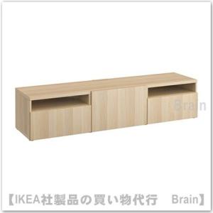 ＩＫＥＡ/イケア　BESTAテレビ台 扉/引き出し付き180x42x39 cmホワイトステインオーク調/ラップヴィーケン ホワイトステインオーク調（491.850.21）｜shop-brain