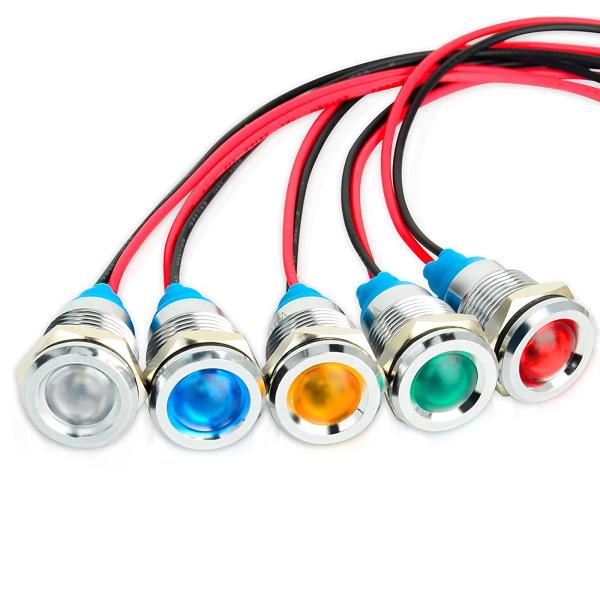 YFFSFDC 10mm DC 12-24V LED 防水インジケータライト パイロットライトシグナ...