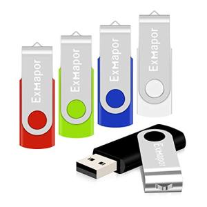 5個セット 4GB USBメモリ Exmapor USBフラッシュメモリ 回転式 ストラップホール付き 五色（黒、赤、緑、青、白）｜shop-chocolat
