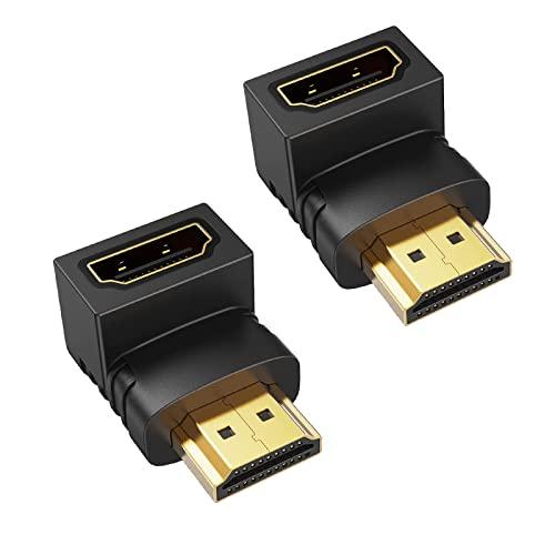 HDMI中継アダプタ 90度 上向きL型HDMI to HDMIコンバータ 4K 3D HDMI エ...