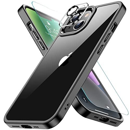 iPhone14 用 ケース ブラック 耐衝撃 カメラレンズ保護付き 黄ばみ防止 アイフォン14ケー...