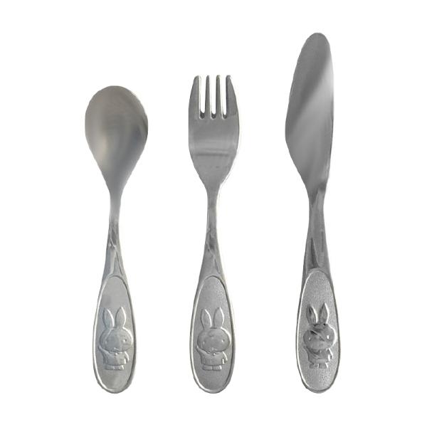 子供用カトラリー ミッフィーレリーフ おはよう ナイフフォークスプーン3本組 カトラリー 0538D...